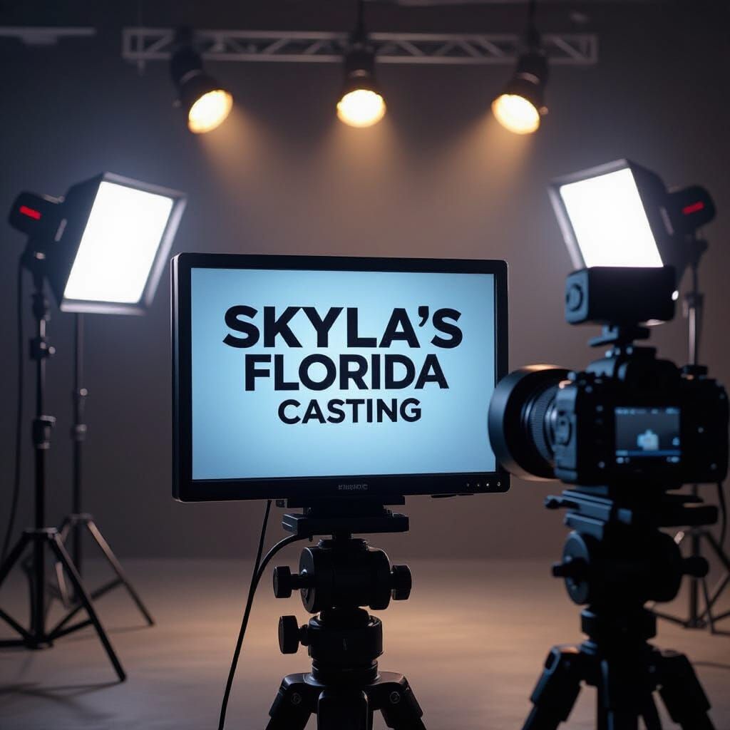 Casting Monitor Setup with Studio Lights and Camera