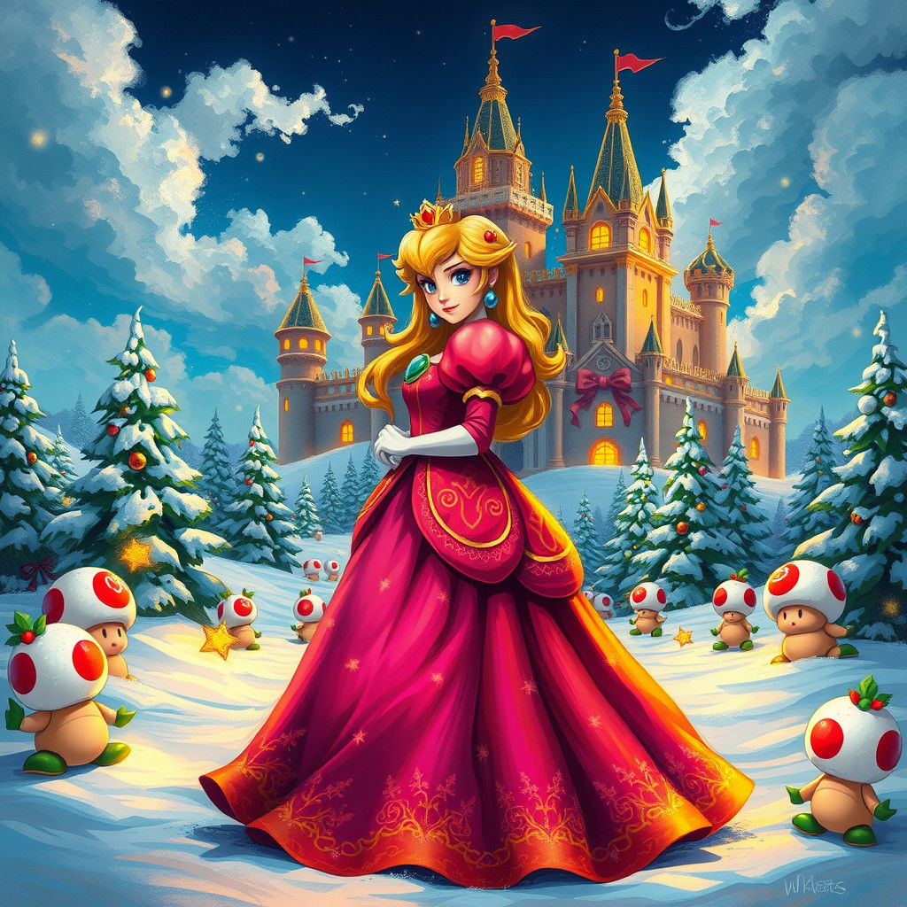 Princess Peach's Christmas in Mushroom Kingdom in 8K
