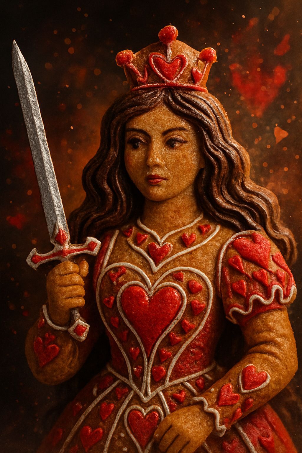 Gingerbread Queen of Hearts Holding Sword