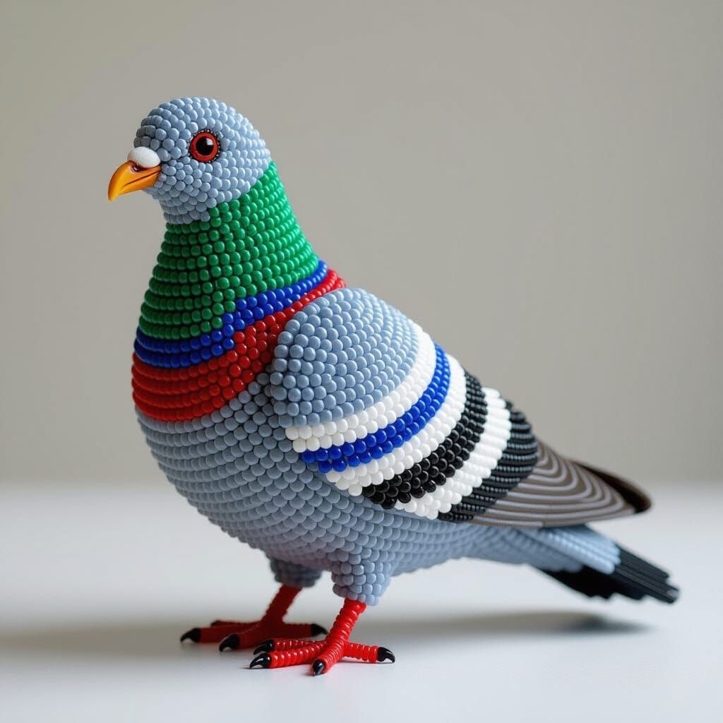Beaded Pigeon Sculpture