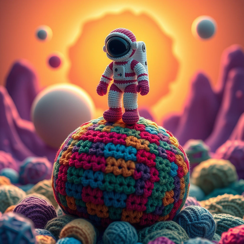 Crochet Astronaut on Crochet Earth: A Fiber Art
