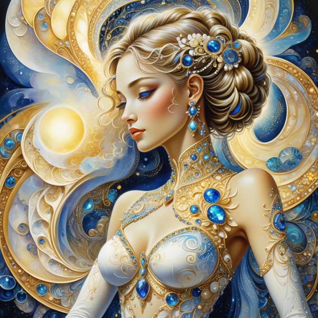 Gem-Encrusted Fitness Suit in Deco Art Style