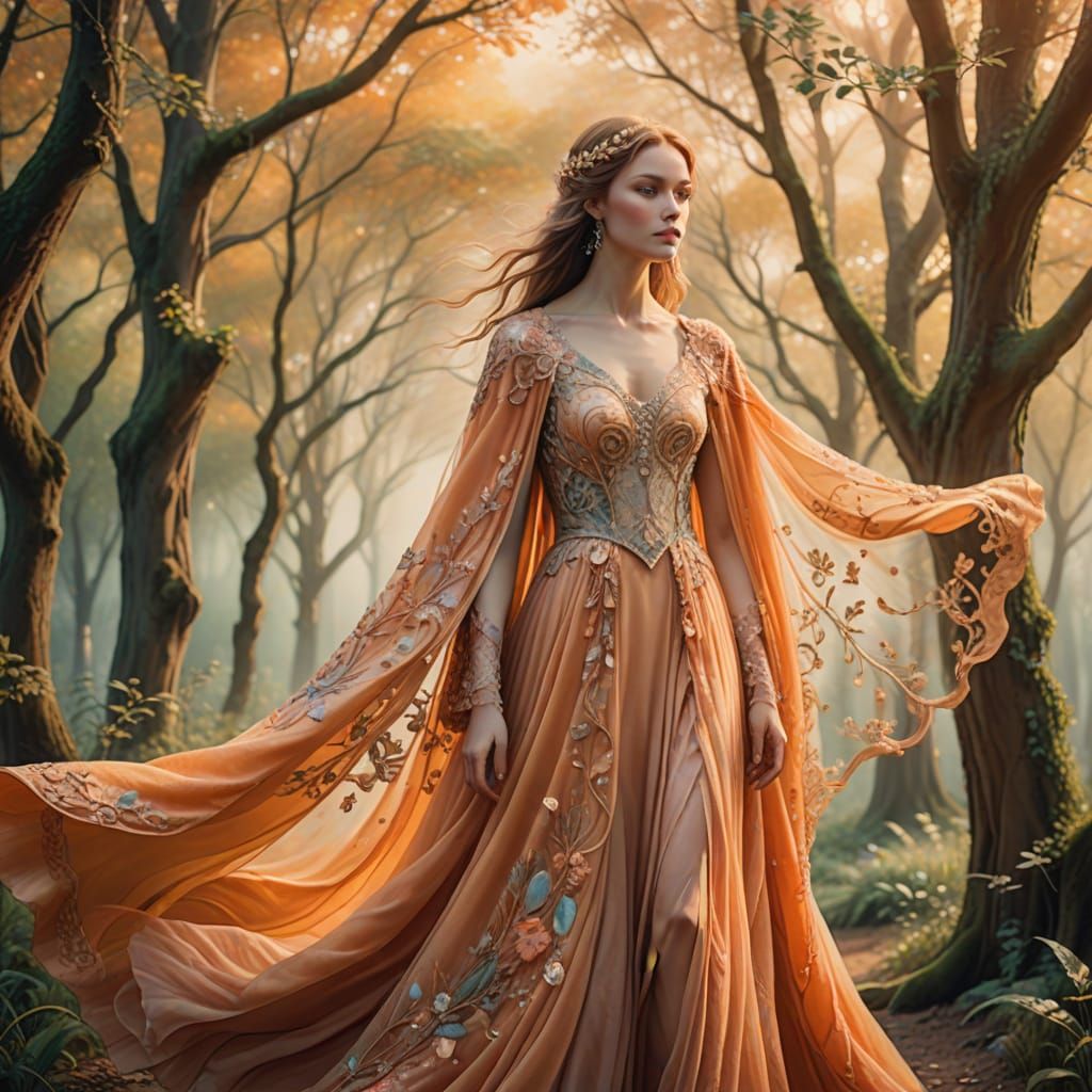 Whimsical Fantasy Portrait in Ethereal Watercolor Style