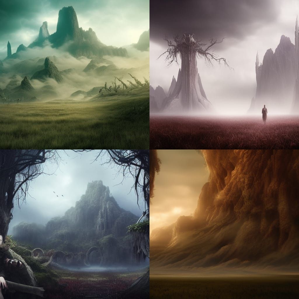 Surreal Field of Eyes Digital Matte Painting