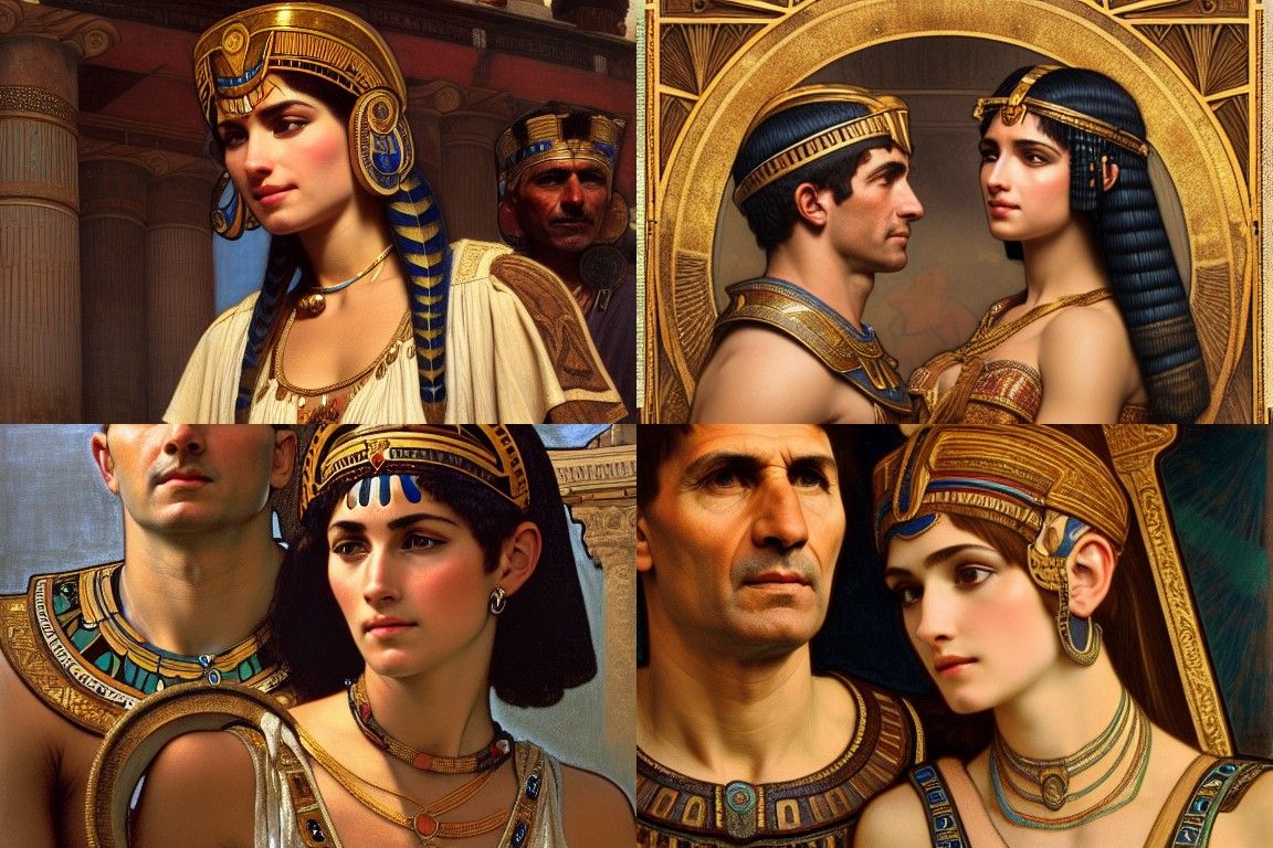 Cleopatra and Caesar Portrait in Art Nouveau Style