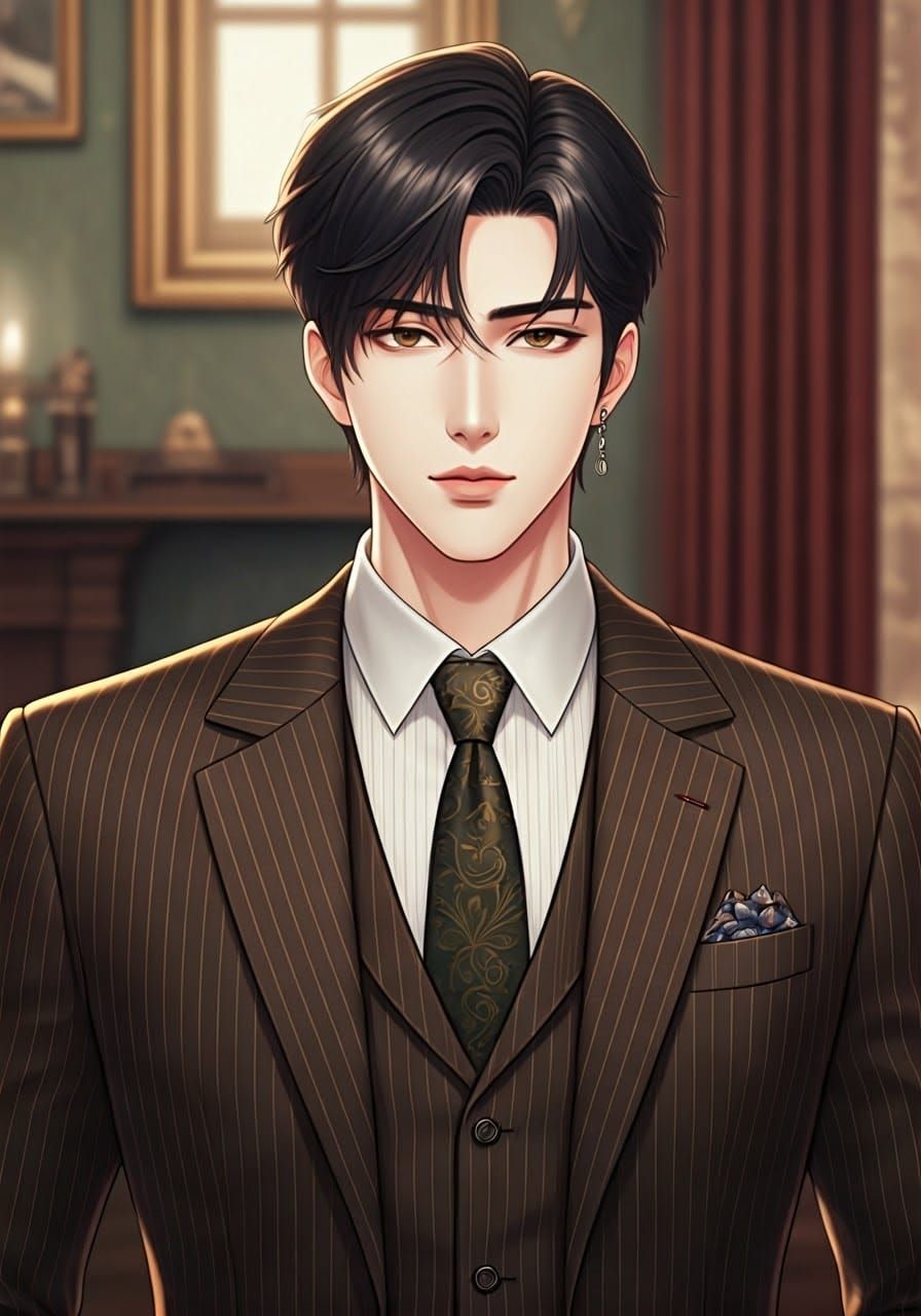 Korean Man in 1920s Suit, Pixiv Anime Style