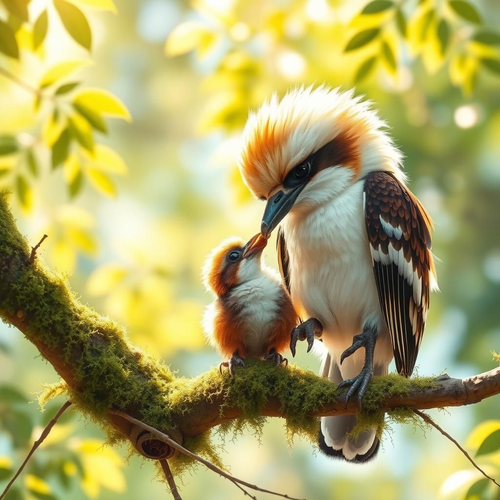 Kookaburra Feeding Young