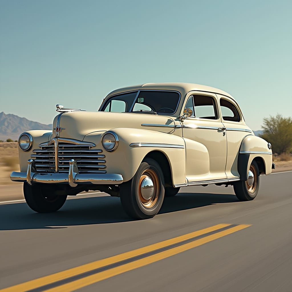 Classic Low Rider Car on City Street