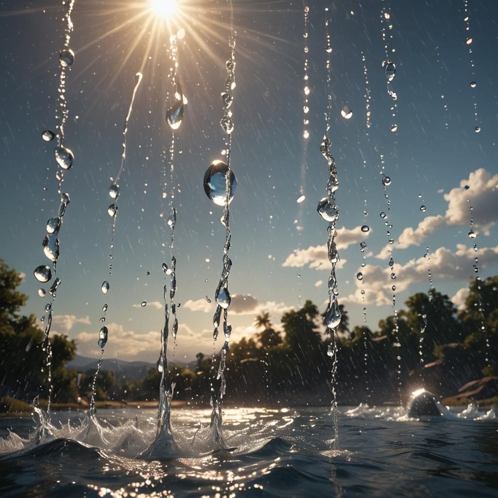 Fantastical Sky Scene with Large Water Droplets