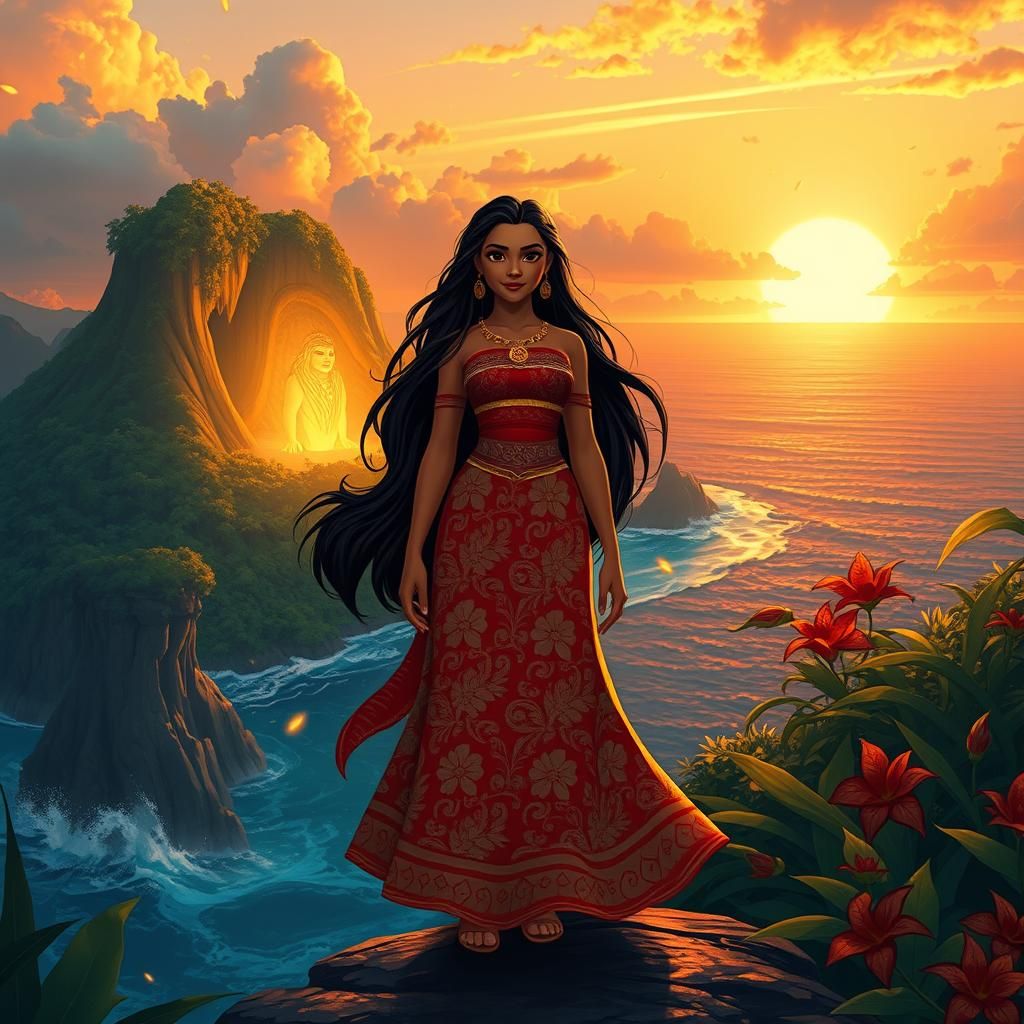 Moana at Mystical Island with Te Fiti, Disney Style
