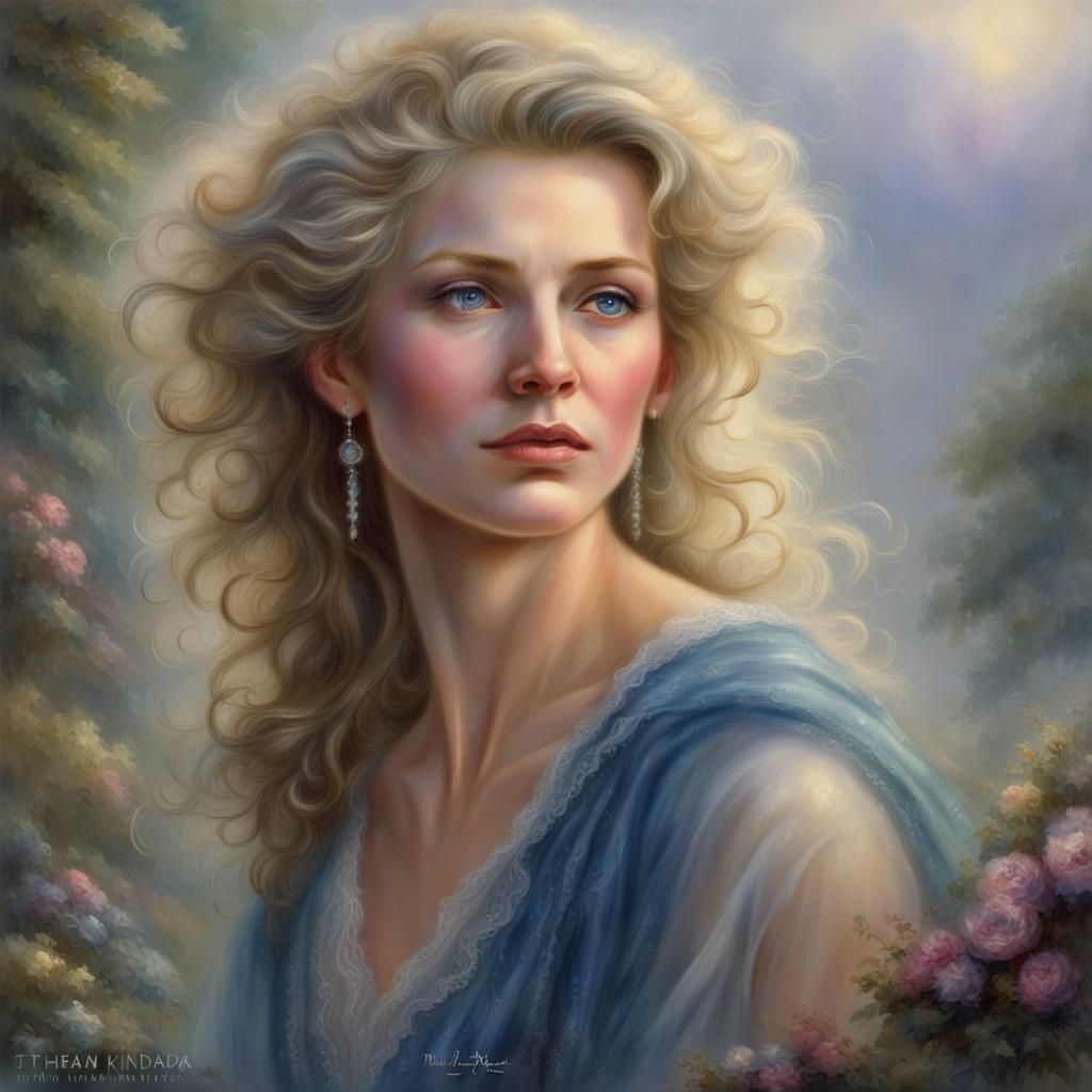 Ethereal Goodbye: Woman with Tearful Eyes in Fantasy Style