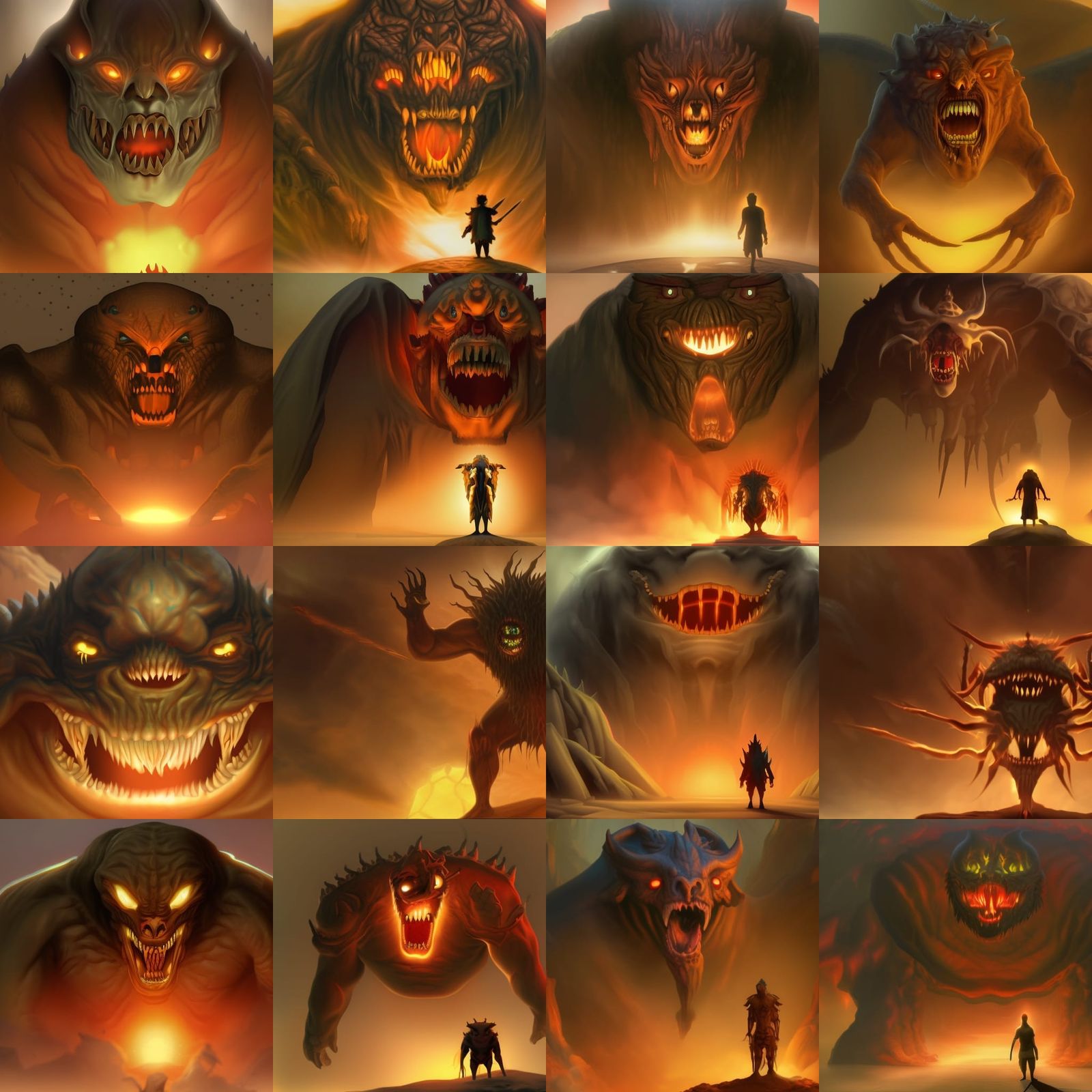 Three-Headed Beast Guarding Hell Entrance: Dark Fantasy Art