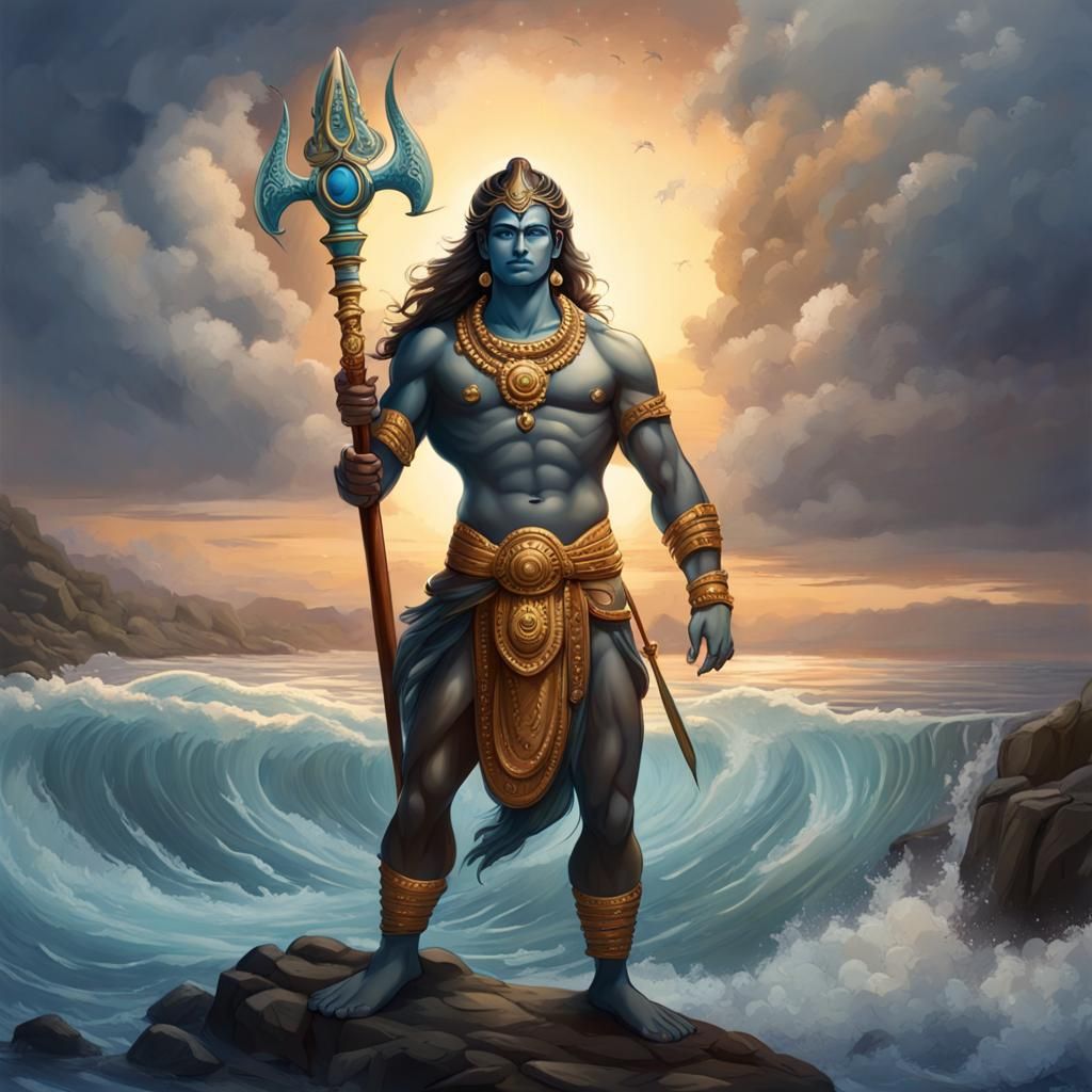 Parashuram, Sixth Avatar of Vishnu, on Seashore
