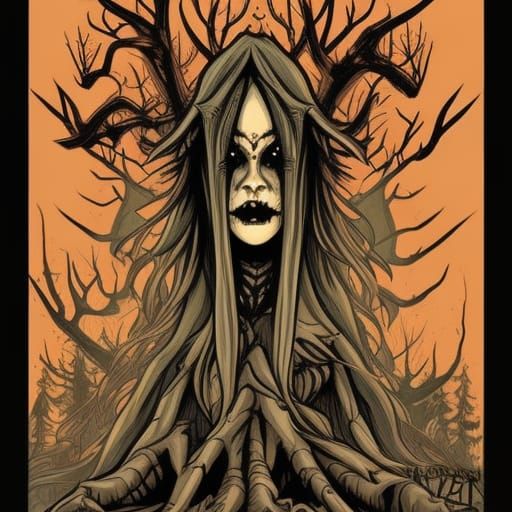 Macabre Forest Elves in Vivid Vector Art