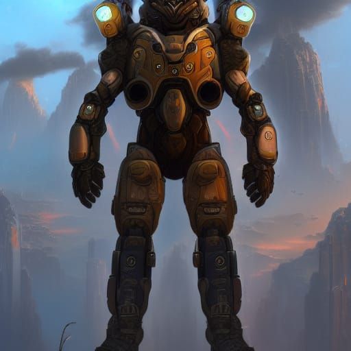 Squirrel in Mech Suit: Detailed Fantasy Art