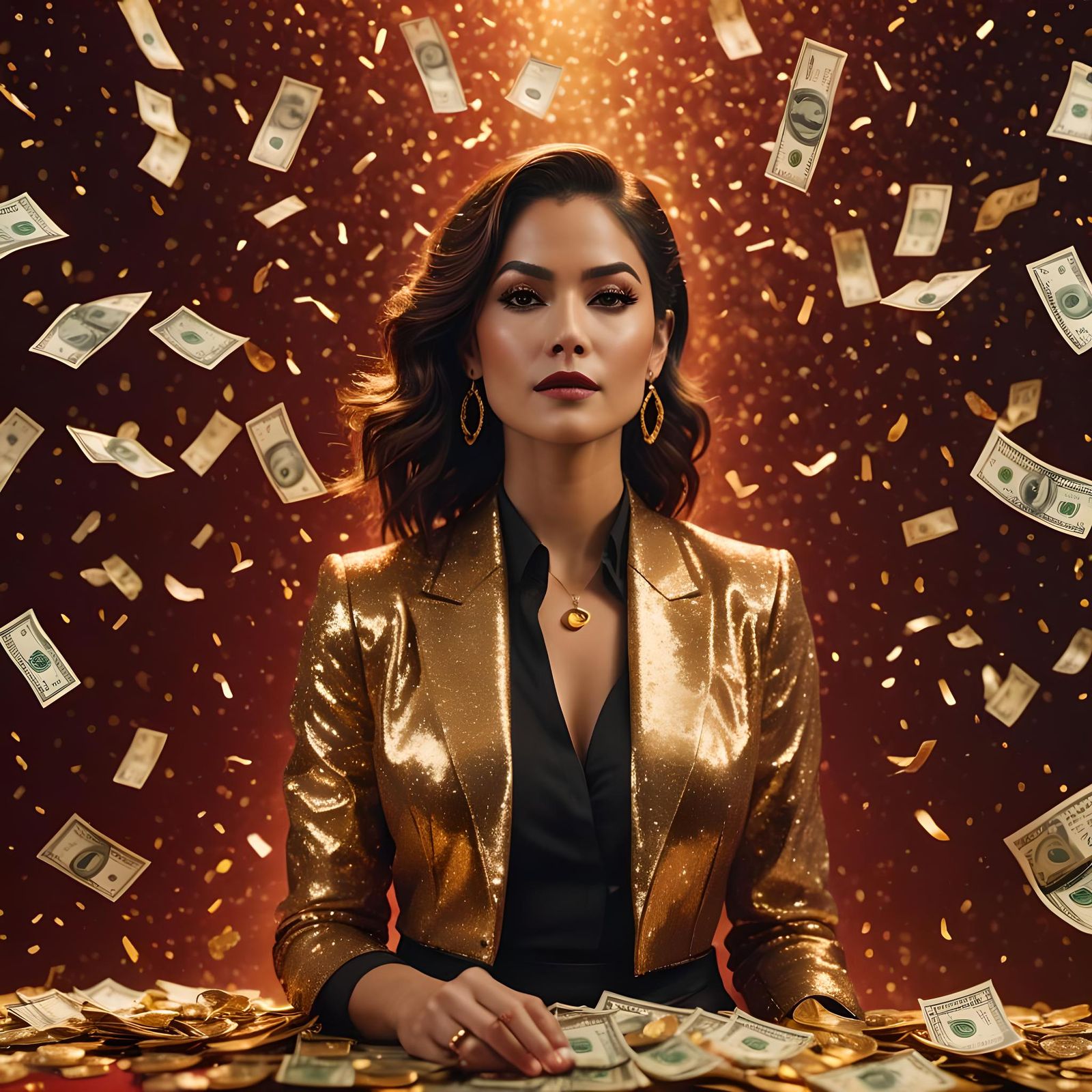 Abundance Transformation: Red to Gold Gradient with Floating...