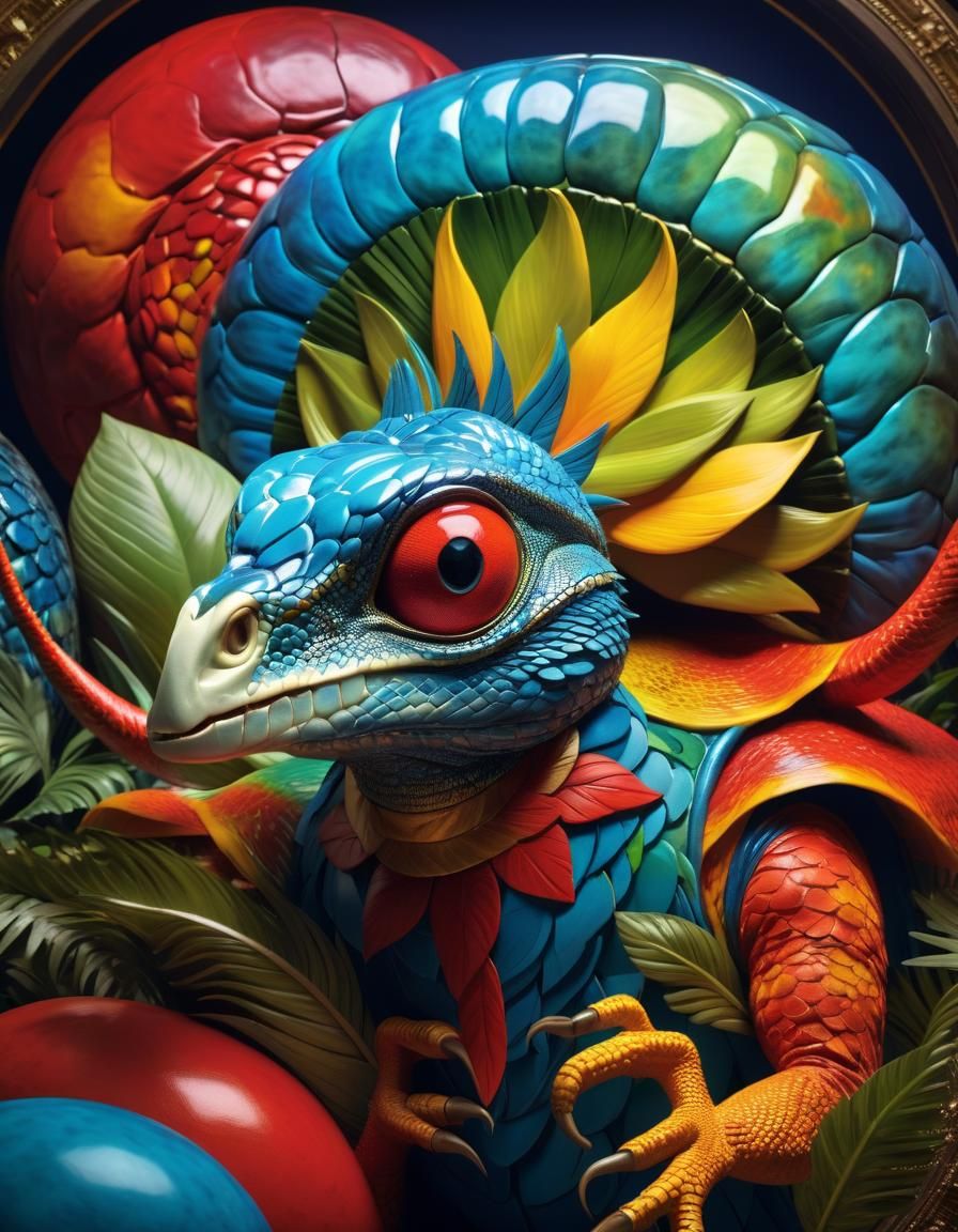 Omnipotent Reptilian Bird Brain Dreamer: Surreal Art
