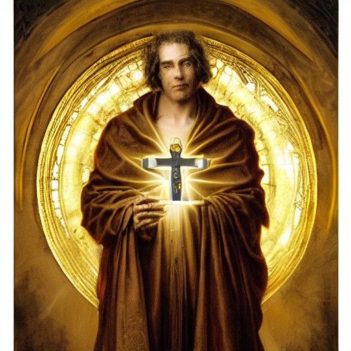 Illuminated Crucifix Held by Priest