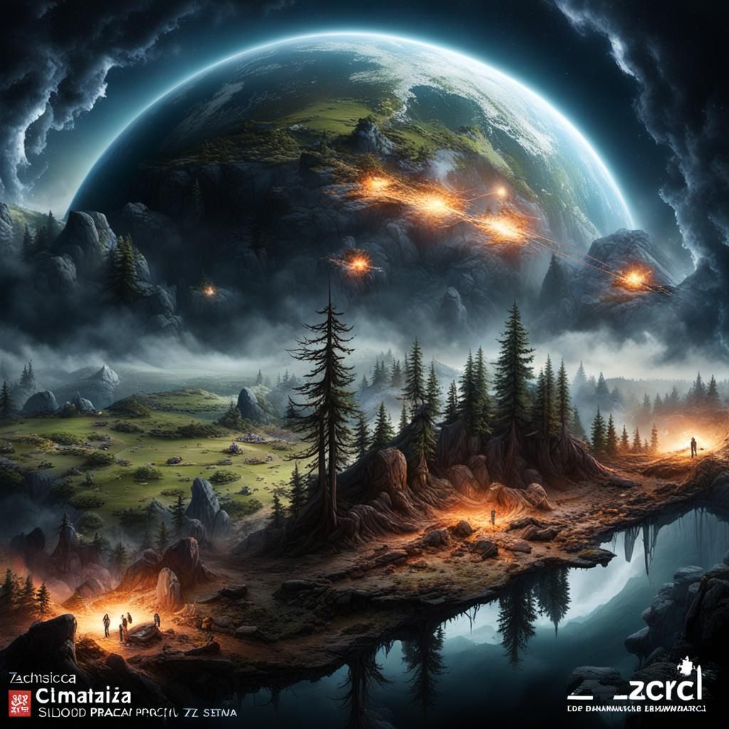 Futuristic City Sunset in Lightning Storm