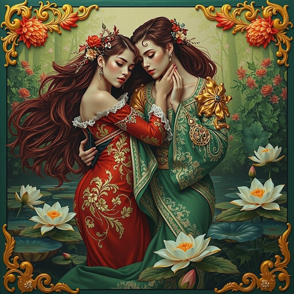 Ethereal Embrace: Lace, Lotus, and Floral Splendor