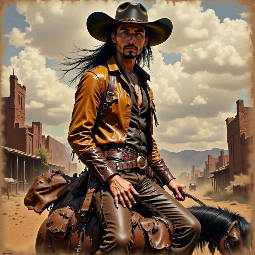 Old West Cowboy in Leather Duster