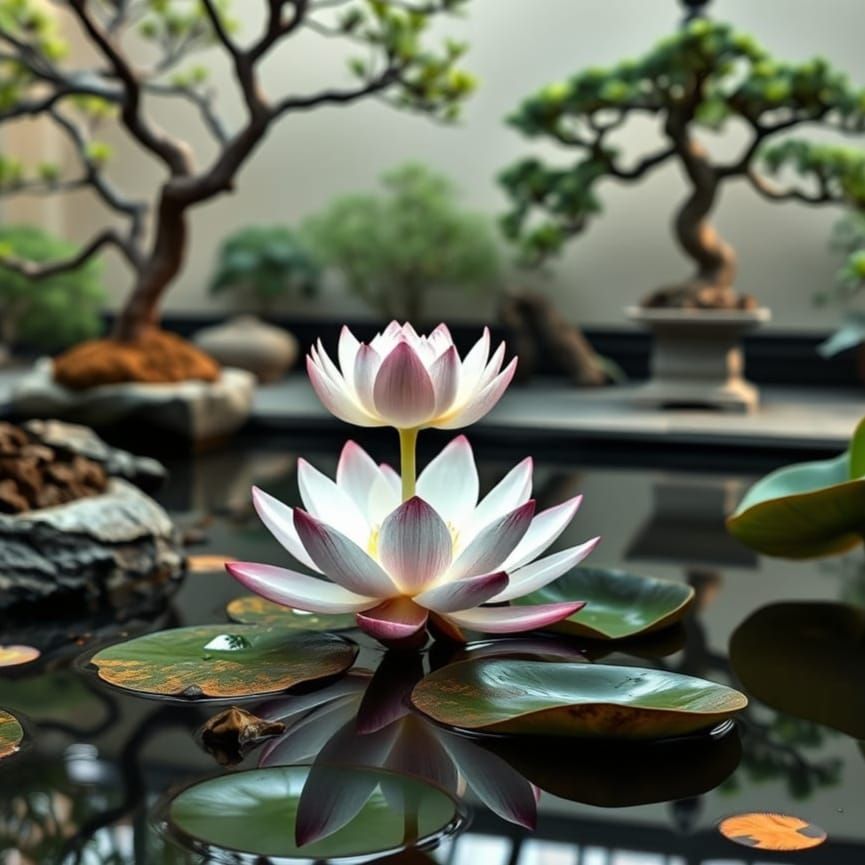 Zen Garden Lotus Flower in 8k Resolution