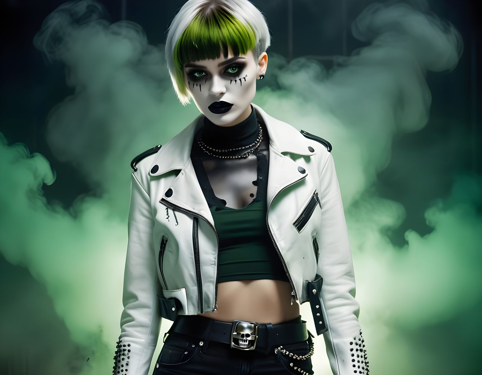 Gothic Punk Girl in Cyberpunk Chic