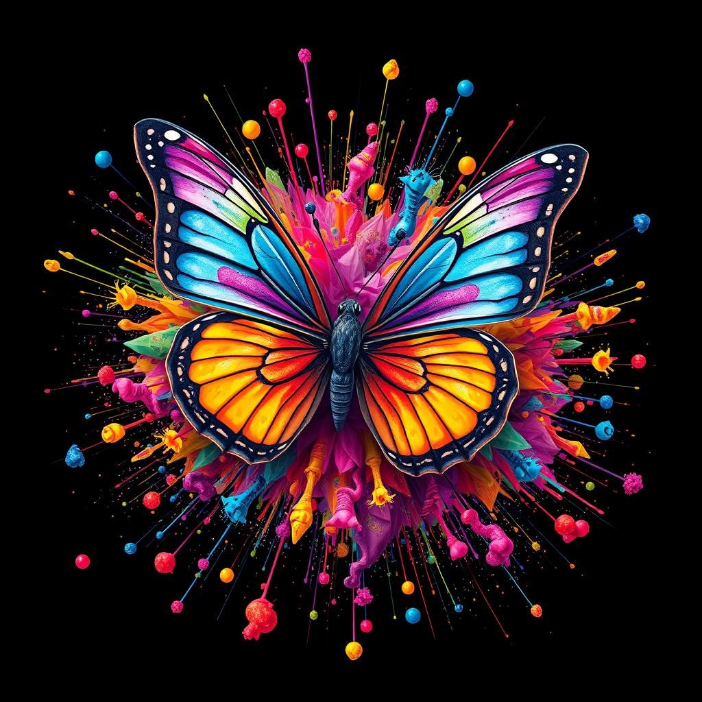 Vibrant Pop Art Butterfly in Hyper Detail