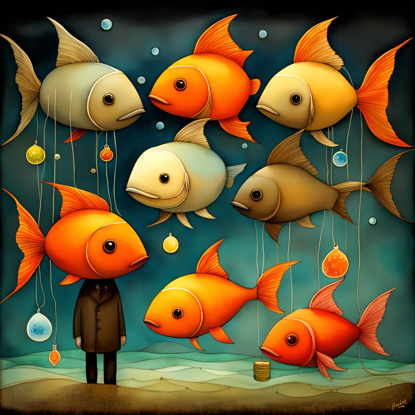 Goldfish in a Bag: Surreal 3D Watercolour