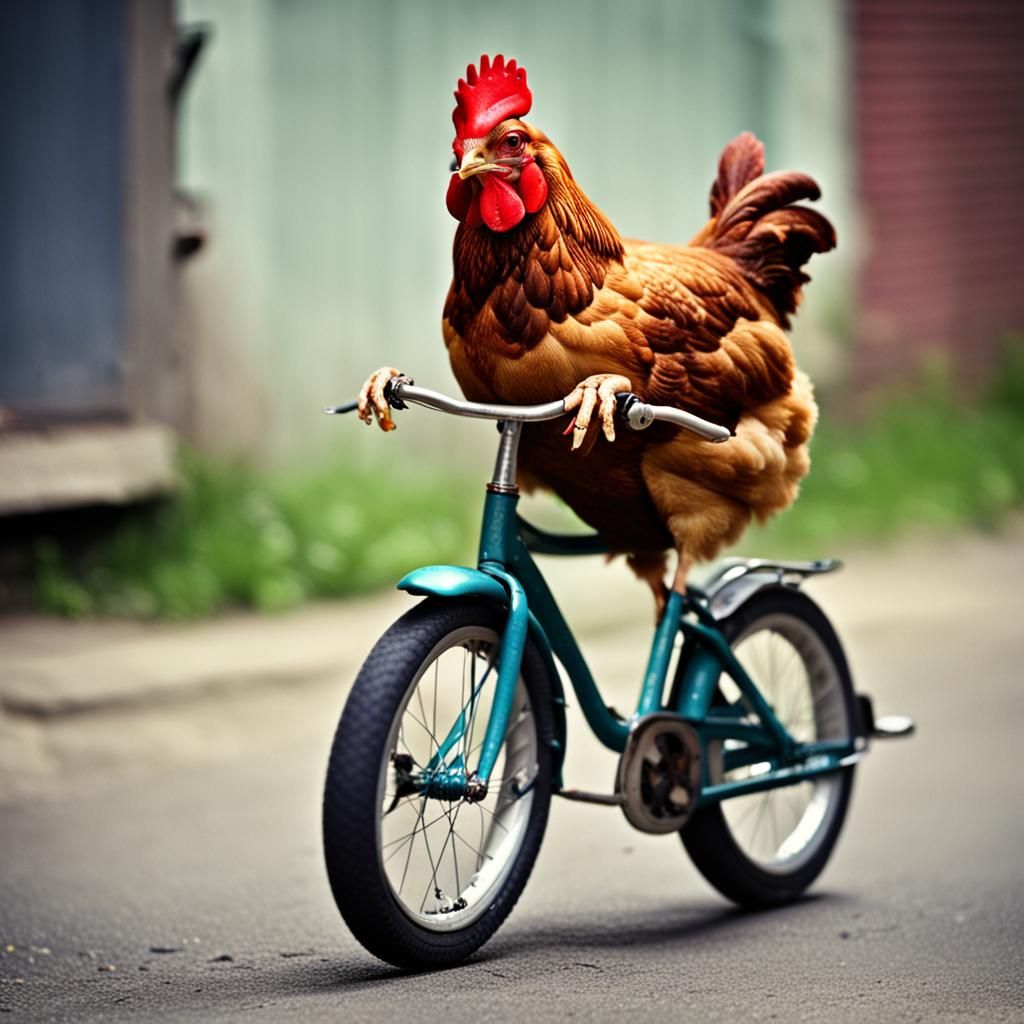 Chicken on a Bike: A Humorous Photo