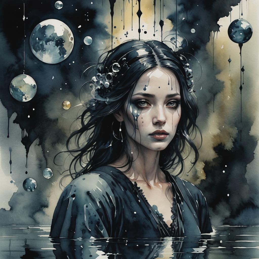 Moody Surrealist Oracle in Watercolor