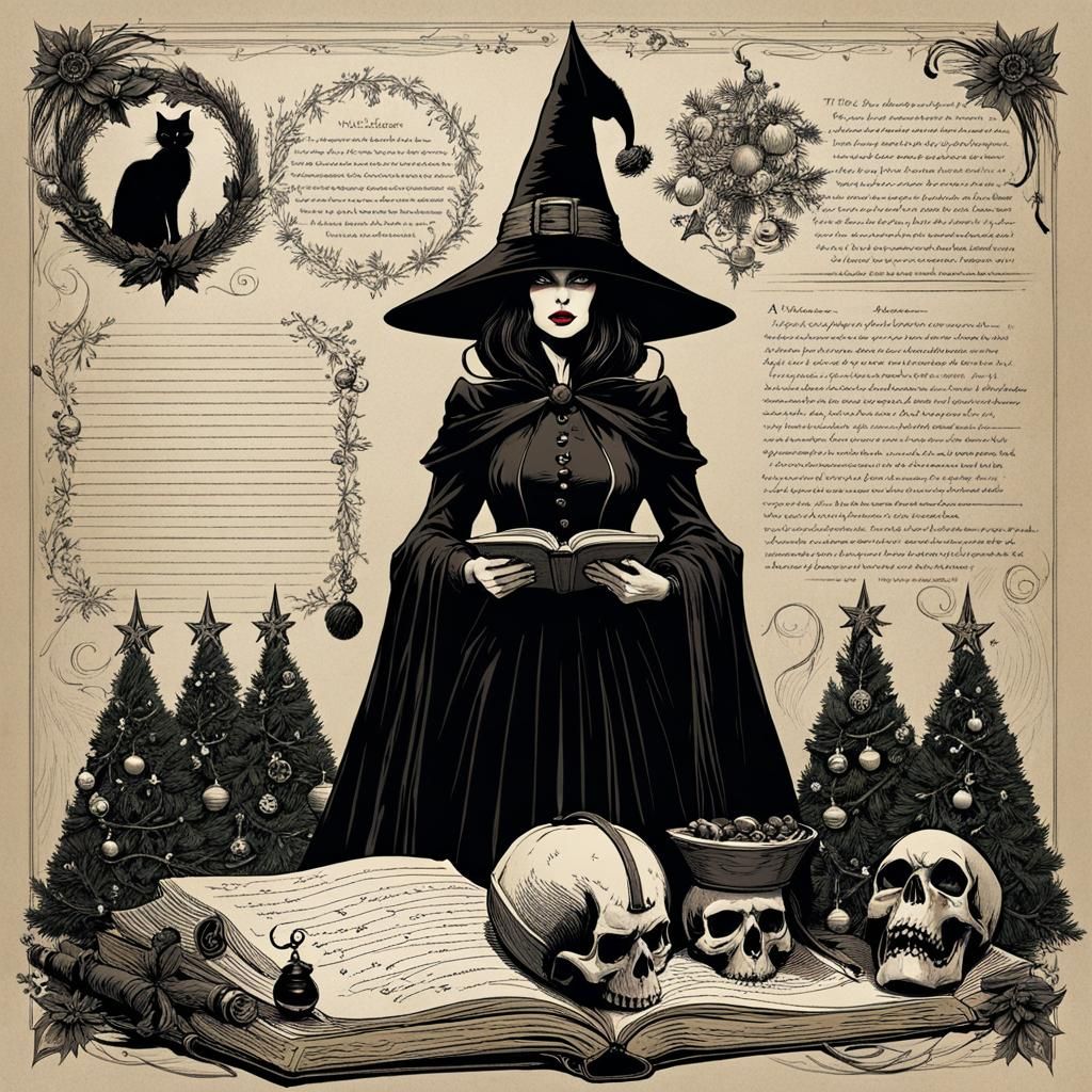 Festive Witch Illustration in Comix Style