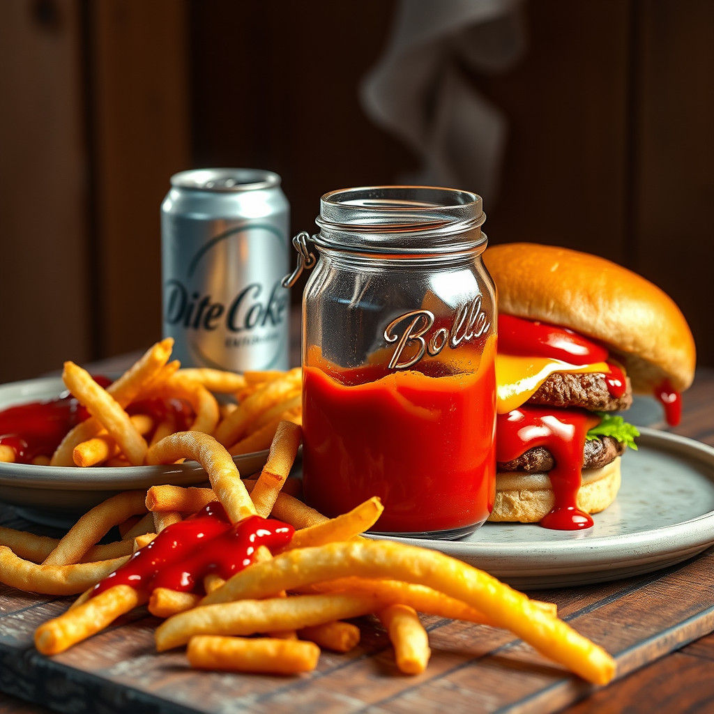Ketchup Still Life in Matte Painting Style