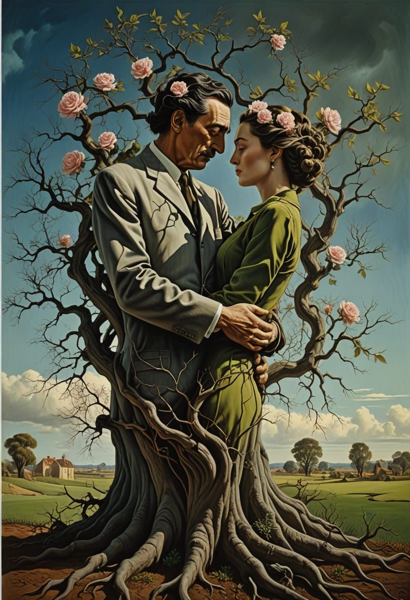 Surreal Trees in Delicate Embrace under Dutch Masters Lighti...