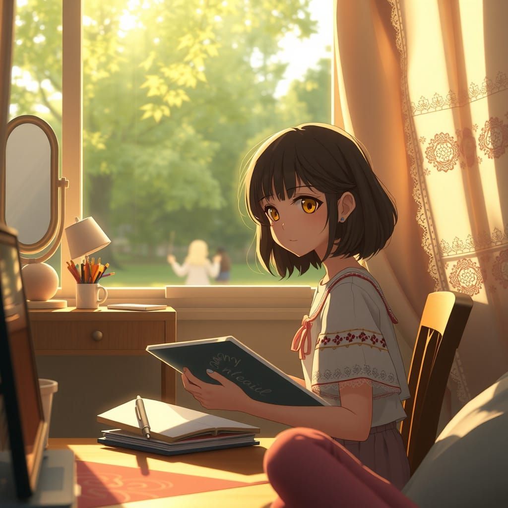 Mysterious Young Girl in a Twilight Realm