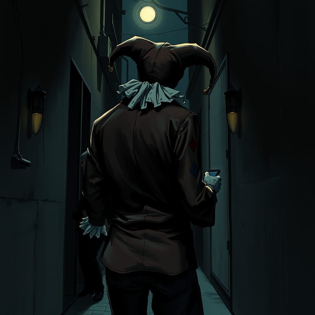 Lurking Figure in Dark Alleyway