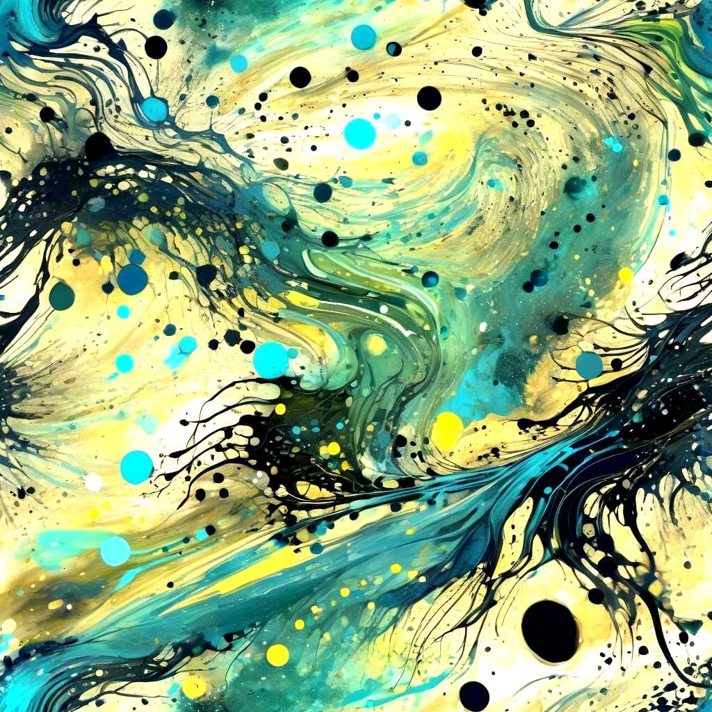 Abstract Lines, Dots, and Splashes in Alcohol Ink