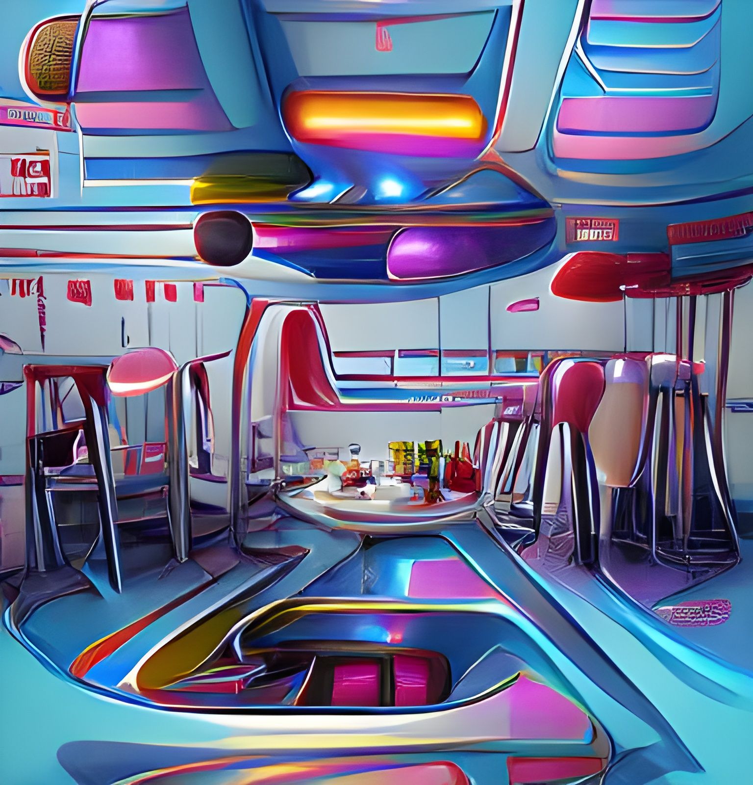 Cosmic 1980s Diner in Space: Intergalactic Concept Art