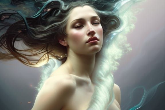 Graceful Thunderstorm Goddess Portrait in Ethereal Lighting