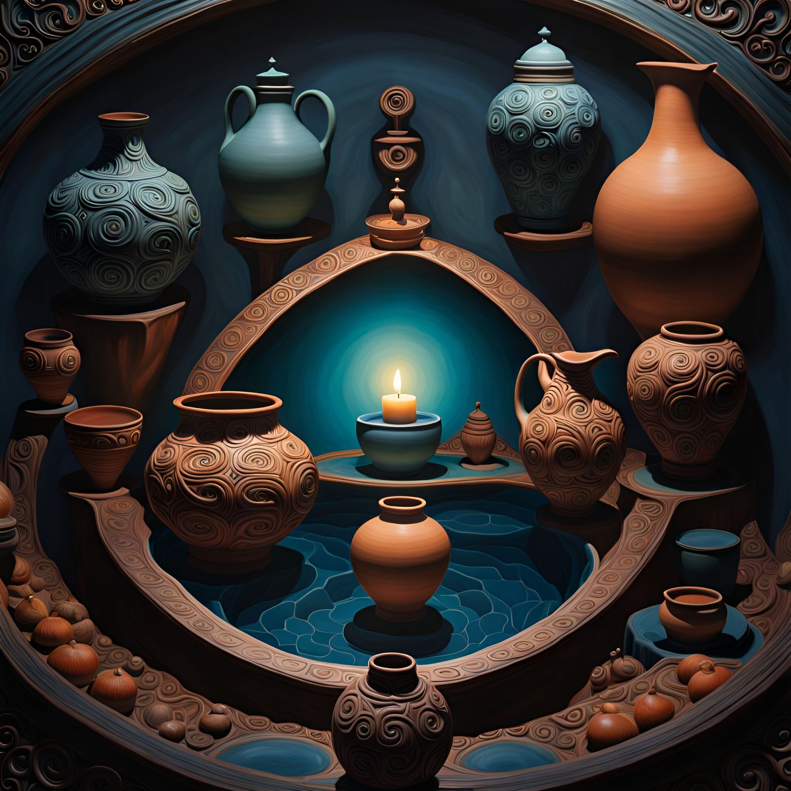 Astral Pond Pottery in Art Deco Style