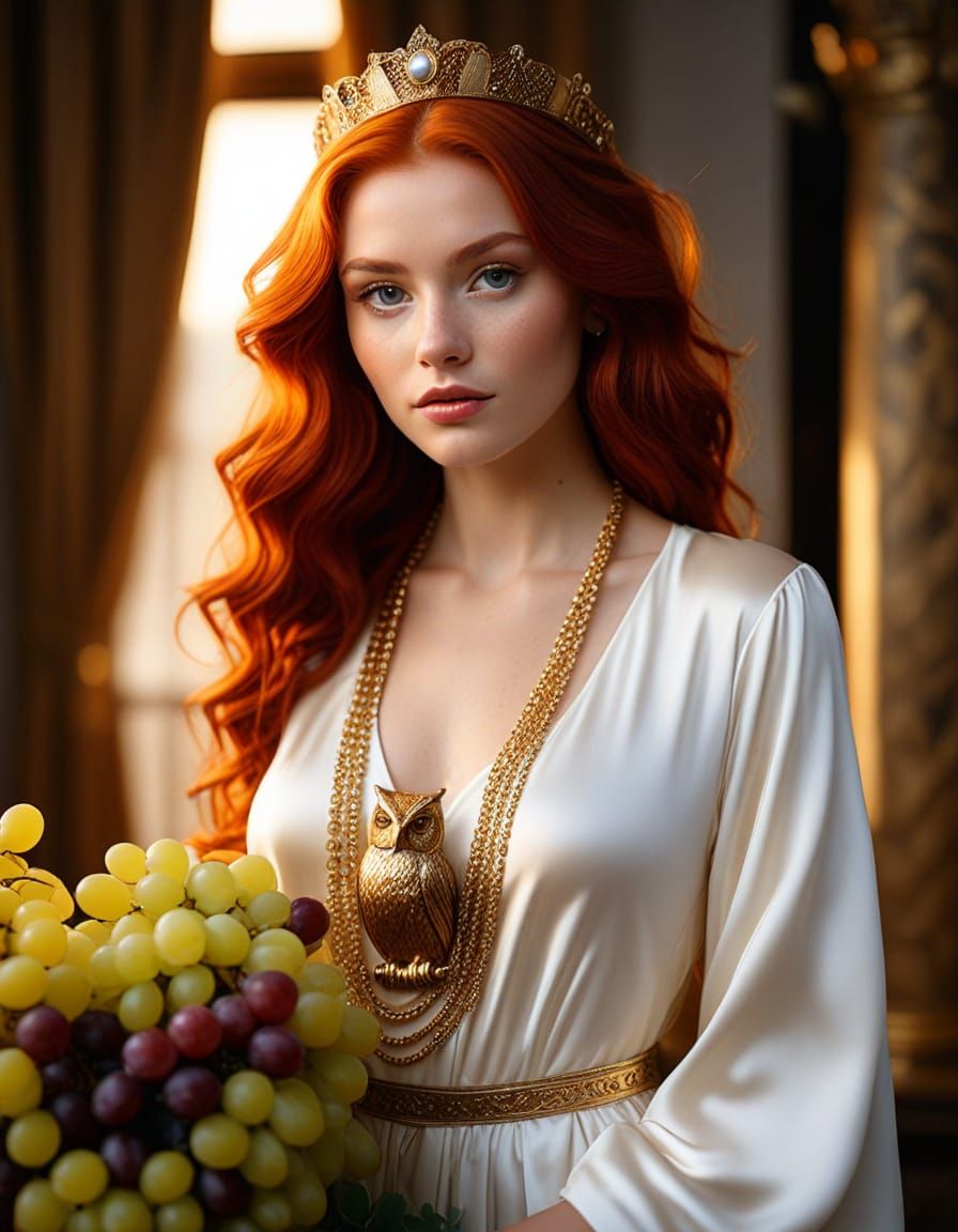 Regal Redheaded Goddess in Golden Glory
