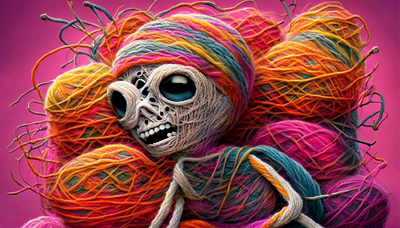 Cartoon Yarn Mummy Escapes Coffin, Burton Style