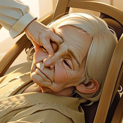 Elderly Person in Chair: Minimalist Digital Art