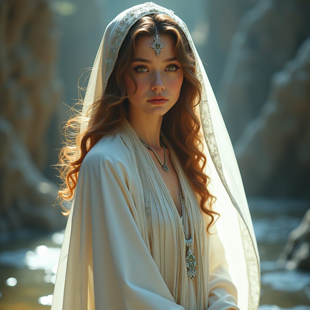 Ethereal Priestess in Dreamlike Concept Art Style