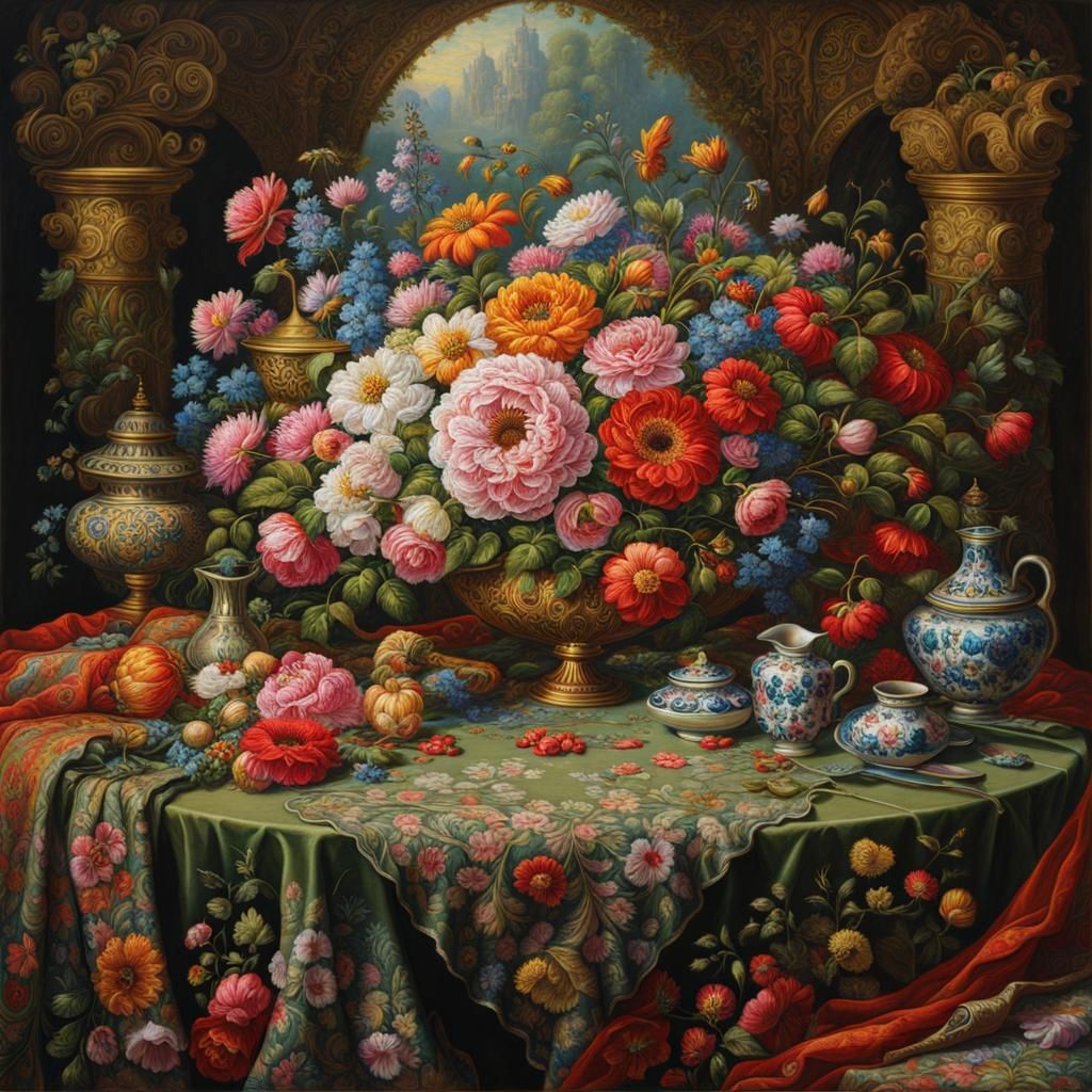 Fairytale Flower Embroidery: Epic Concept Art