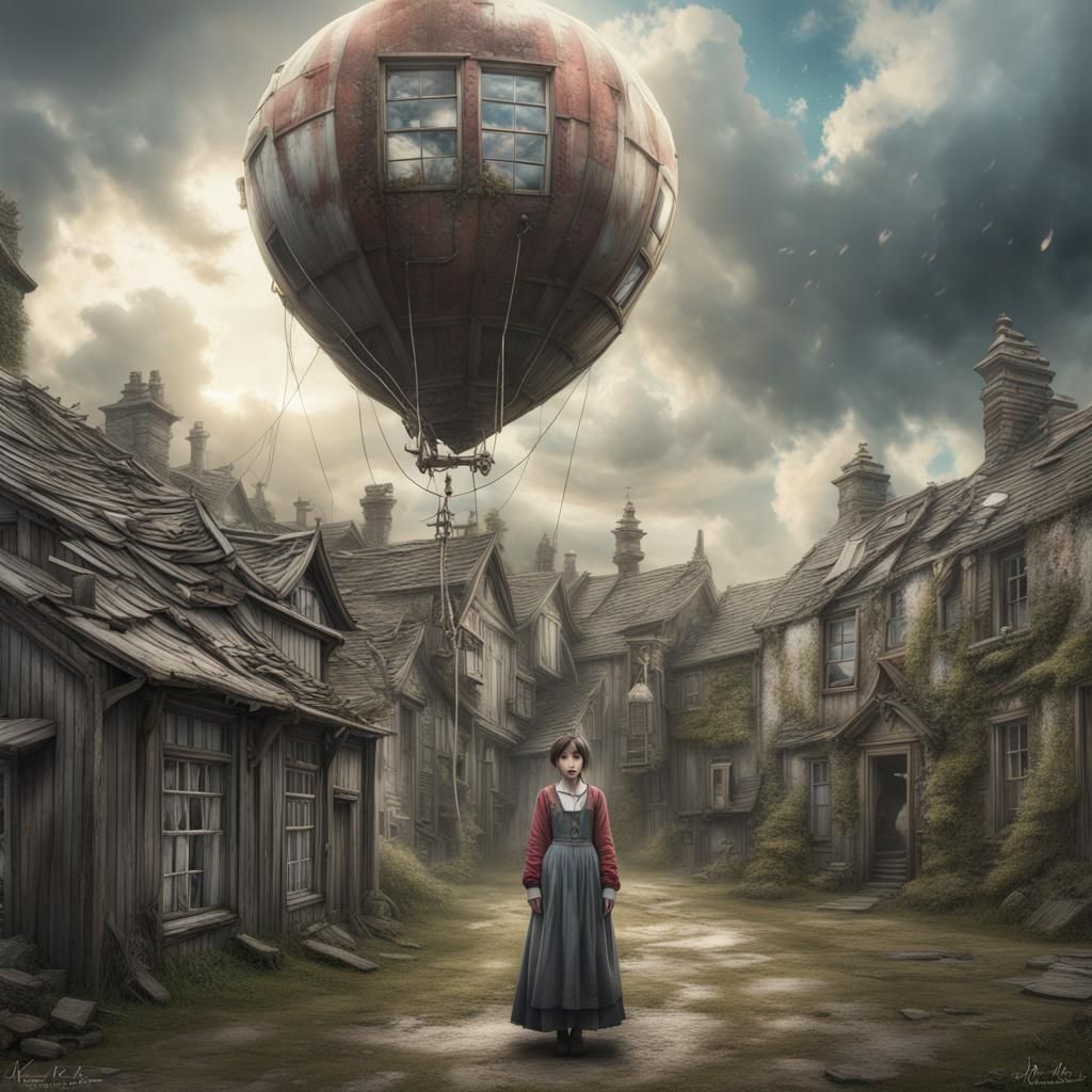 Giant Floating Yuna Kim in Dystopian Village