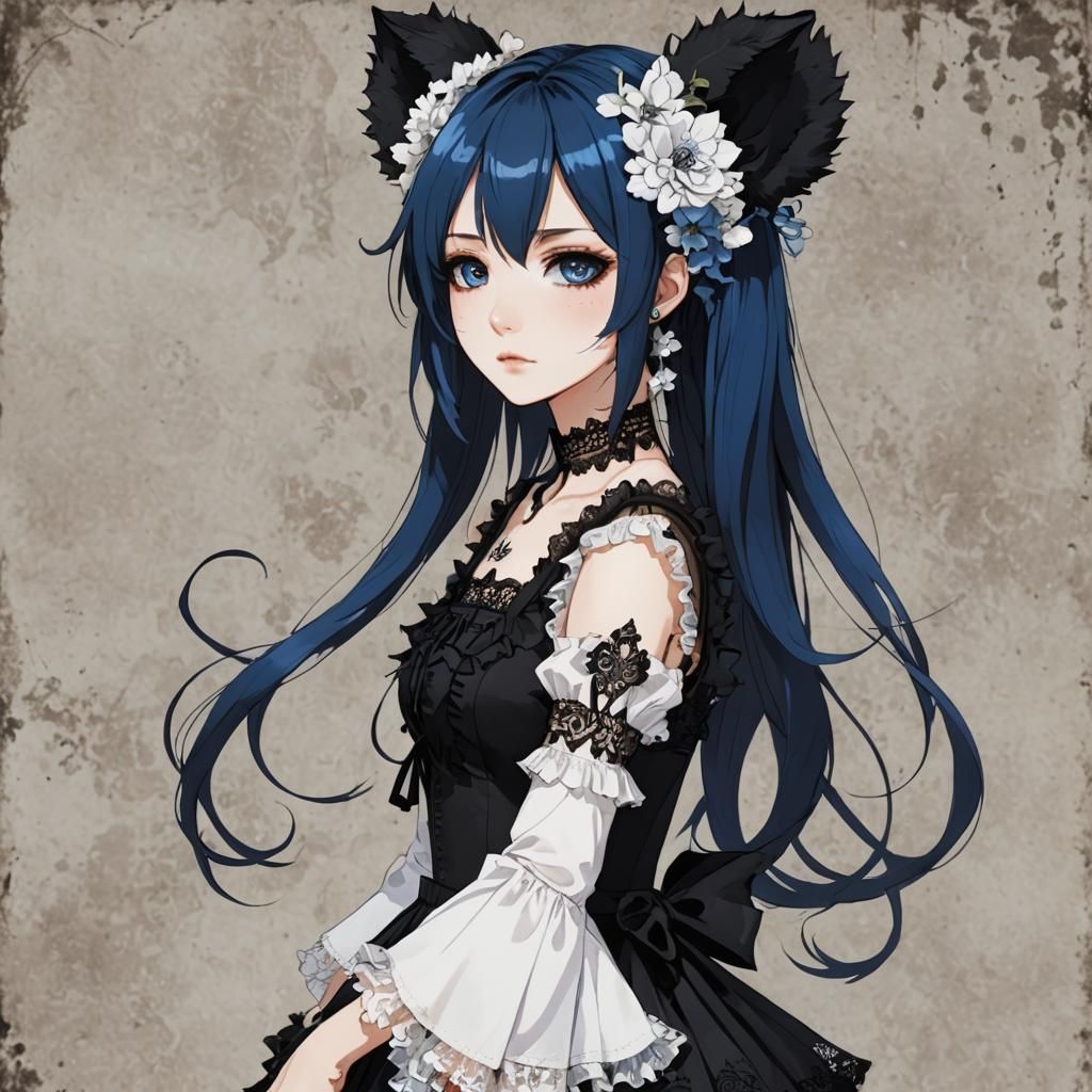 Edgy Anime Girl with Chainsaw in Gothic Style