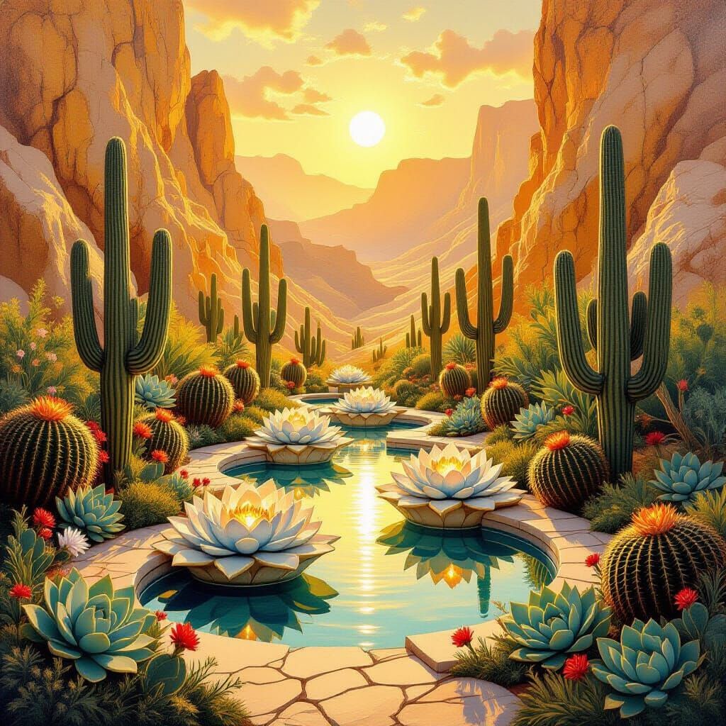 Ethereal Oasis in Golden Canyon