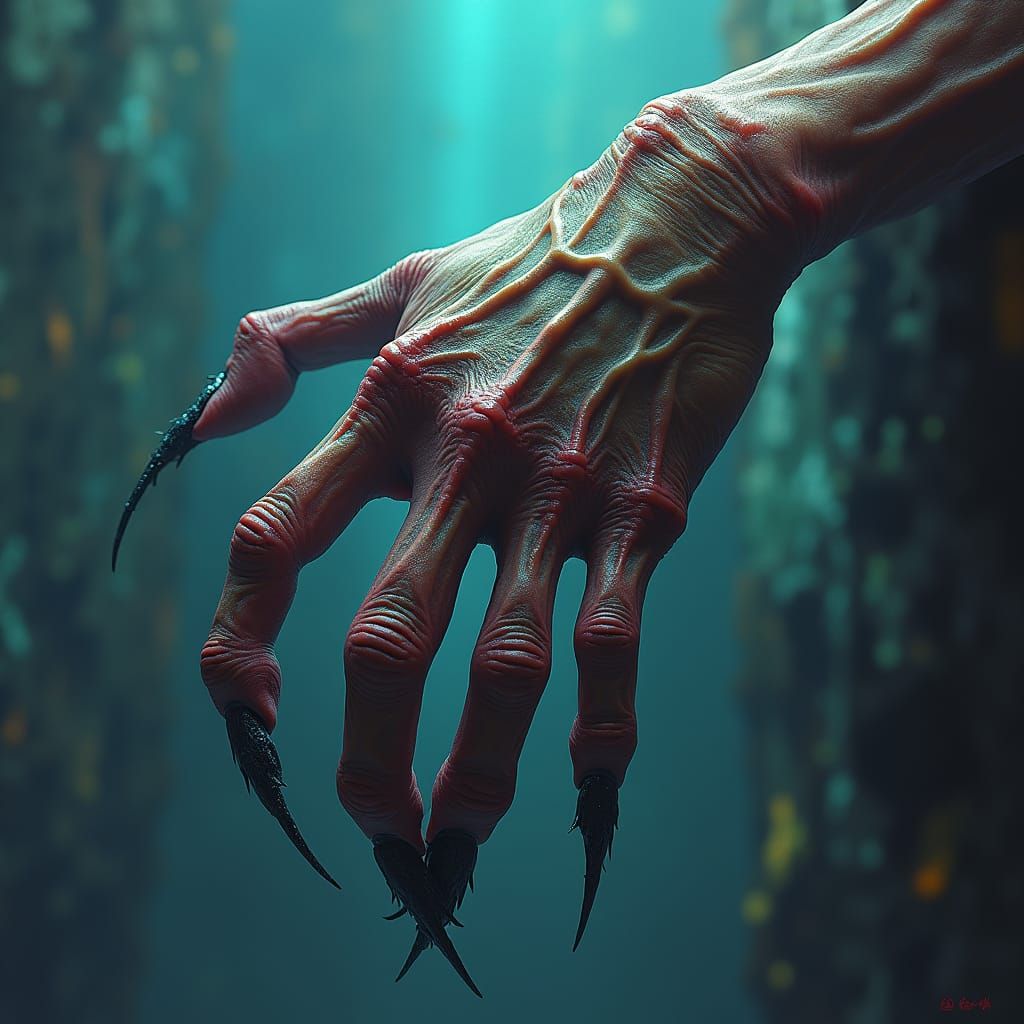 Grotesque Hand in Dark Fantasy Style
