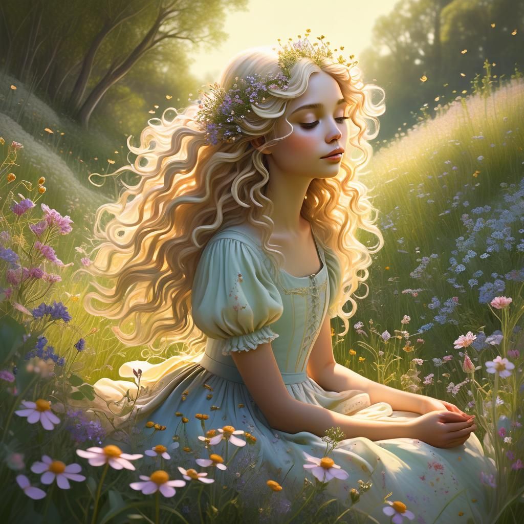 Forever young detailed painting storybook illustration metic...